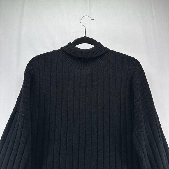 Nordstrom Sweater Womens Size L Ribbed Jumper Mock Neck Pullover Black - Picture 5 of 11